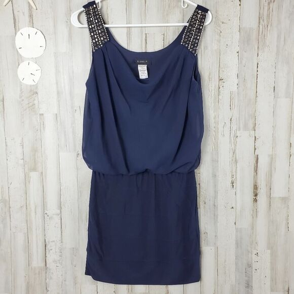 B. Darlin Beaded Dress Navy Blue Size 7/8 - Picture 1 of 8